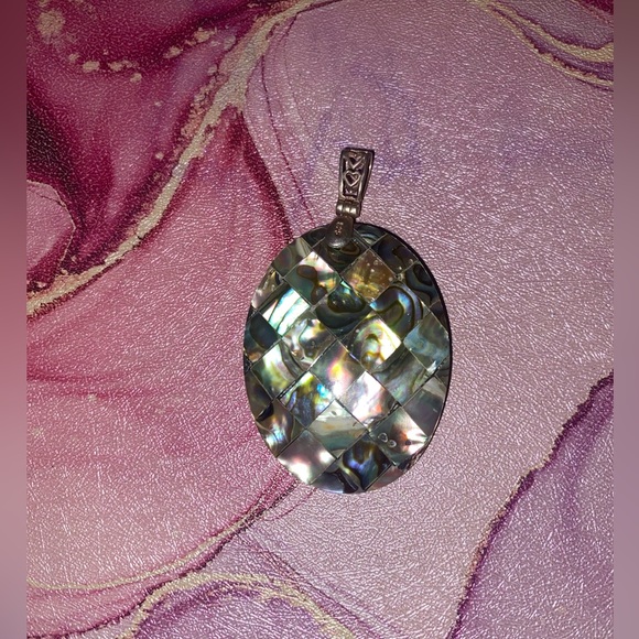 Abalone sterling silver Shell pendant Mother Of Pearl - Picture 3 of 4